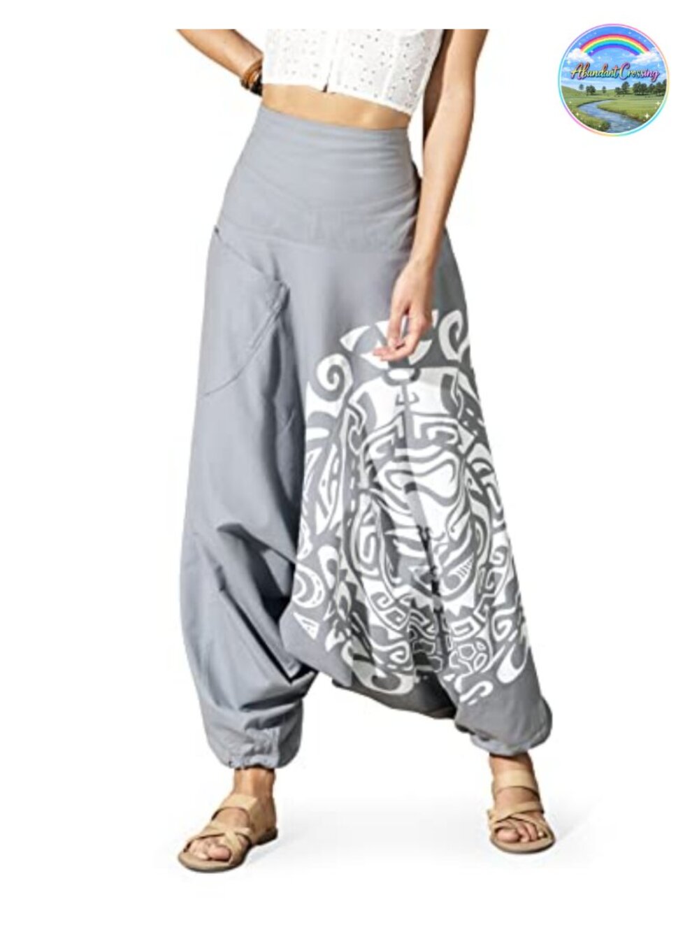 Women's Printed Harem Pants - Cotton Boho Hippie Casual Palazzo Yoga